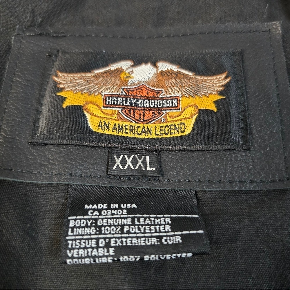 Harley‎ Davidson Mens Black Genuine Leather Biker Vest XXXL Made in USA CA 03402 - Picture 2 of 9